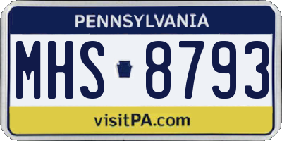 PA license plate MHS8793