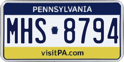 PA license plate MHS8794