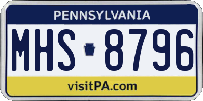 PA license plate MHS8796