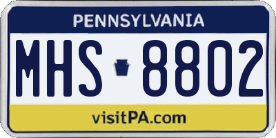 PA license plate MHS8802