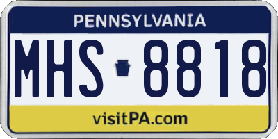 PA license plate MHS8818