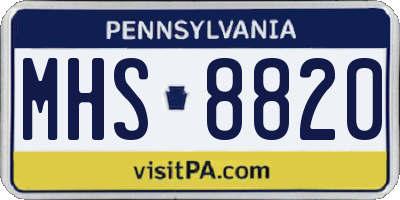 PA license plate MHS8820