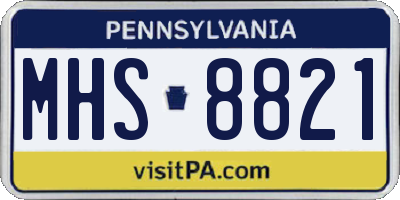 PA license plate MHS8821
