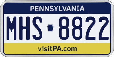 PA license plate MHS8822