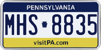 PA license plate MHS8835
