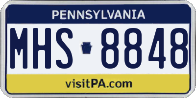 PA license plate MHS8848