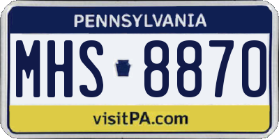 PA license plate MHS8870