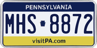 PA license plate MHS8872