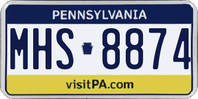 PA license plate MHS8874