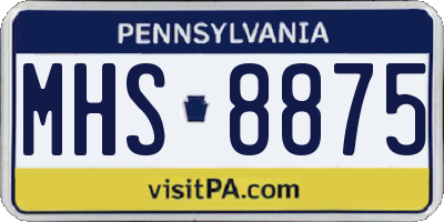PA license plate MHS8875