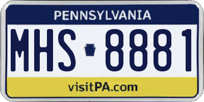 PA license plate MHS8881