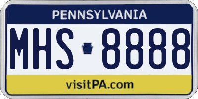 PA license plate MHS8888