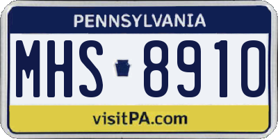 PA license plate MHS8910