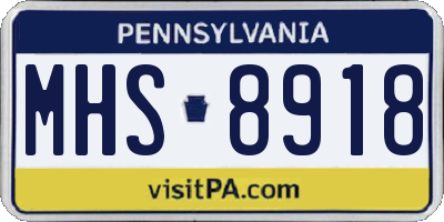 PA license plate MHS8918