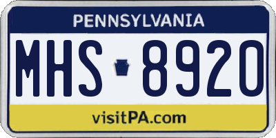 PA license plate MHS8920