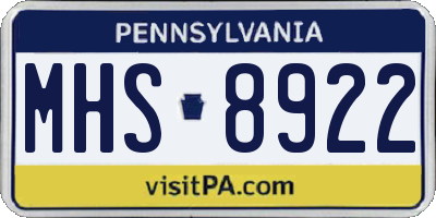 PA license plate MHS8922