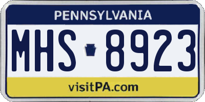 PA license plate MHS8923