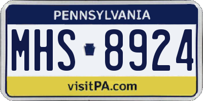 PA license plate MHS8924