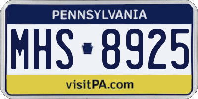 PA license plate MHS8925