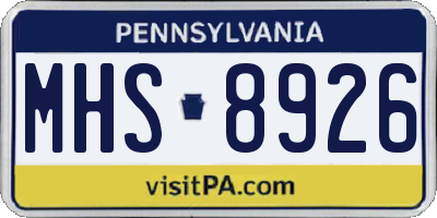 PA license plate MHS8926