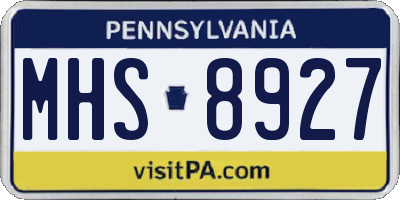 PA license plate MHS8927