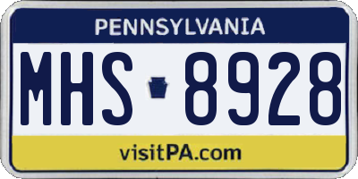 PA license plate MHS8928