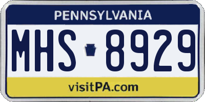 PA license plate MHS8929