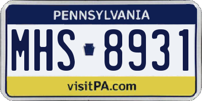 PA license plate MHS8931