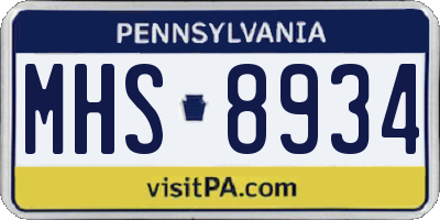 PA license plate MHS8934