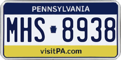 PA license plate MHS8938
