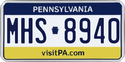 PA license plate MHS8940