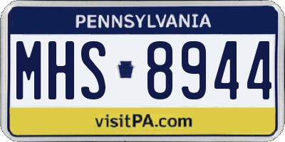 PA license plate MHS8944
