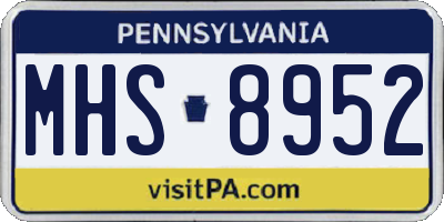 PA license plate MHS8952