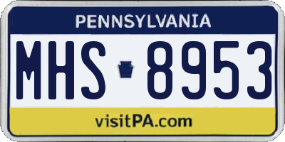 PA license plate MHS8953