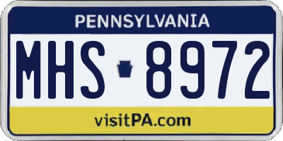 PA license plate MHS8972