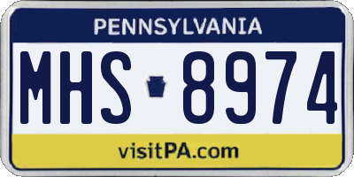 PA license plate MHS8974