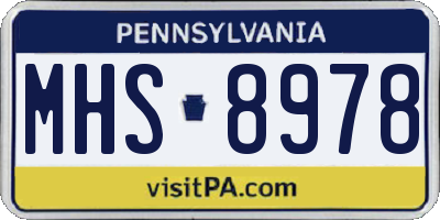 PA license plate MHS8978