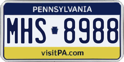 PA license plate MHS8988