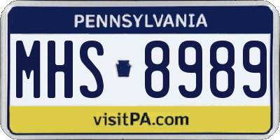 PA license plate MHS8989