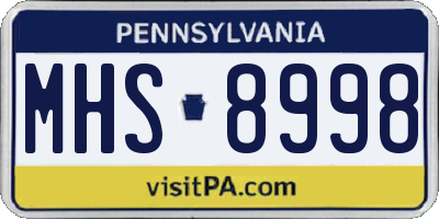 PA license plate MHS8998
