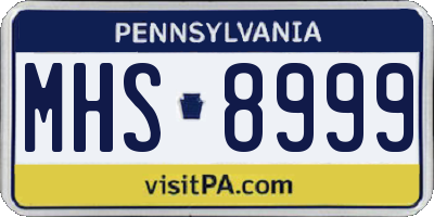 PA license plate MHS8999