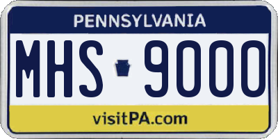 PA license plate MHS9000