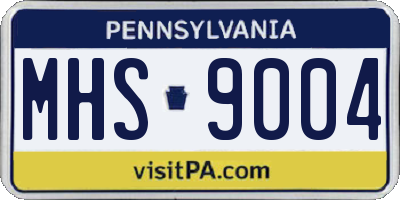 PA license plate MHS9004