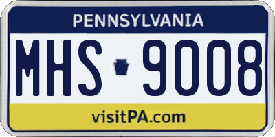 PA license plate MHS9008