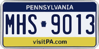 PA license plate MHS9013