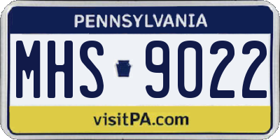 PA license plate MHS9022