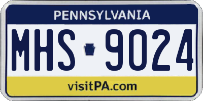 PA license plate MHS9024
