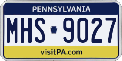 PA license plate MHS9027