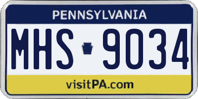 PA license plate MHS9034