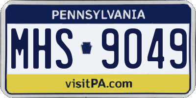PA license plate MHS9049
